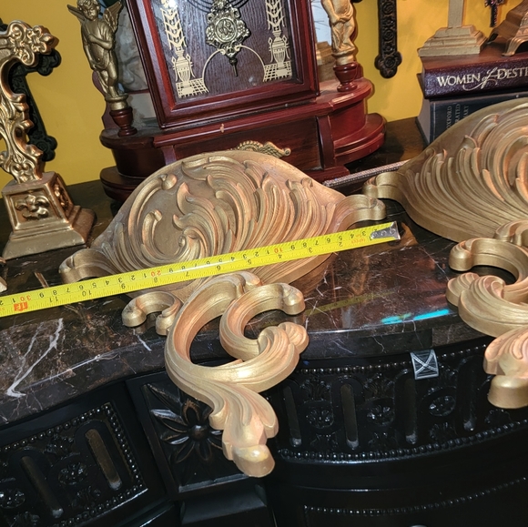 Pair syroco MCM gold wall sconces VINTAGE decor planter - Picture 8 of 14